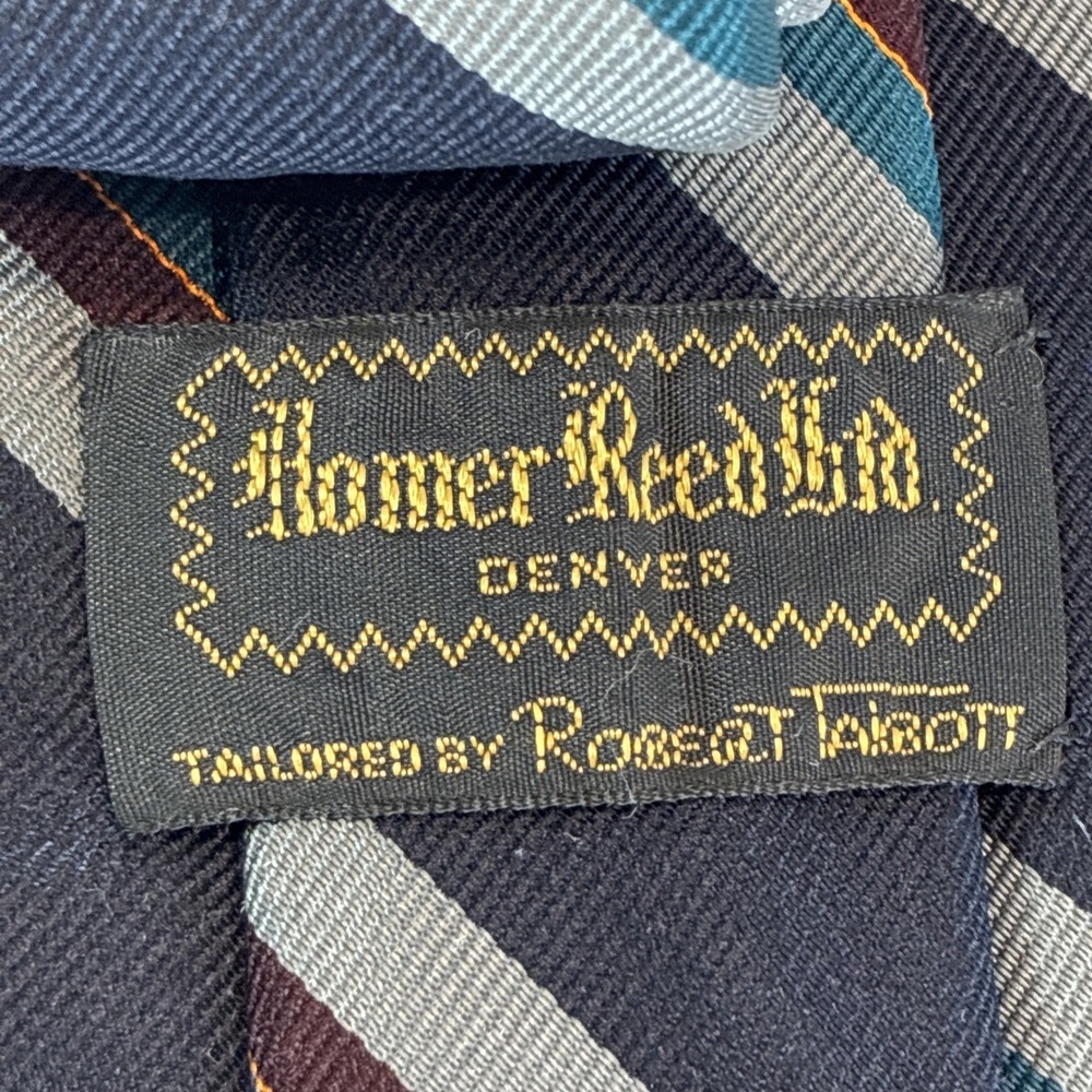 REPP Robert Talbott for Homer Reed Silk Stripe Blue Tie USA Hand Sewn 3.5x57 GUC - Picture 7 of 11